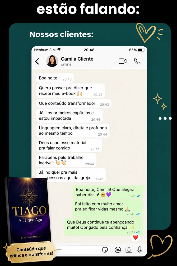 Cliente Camila elogiando o e-book no WhatsApp