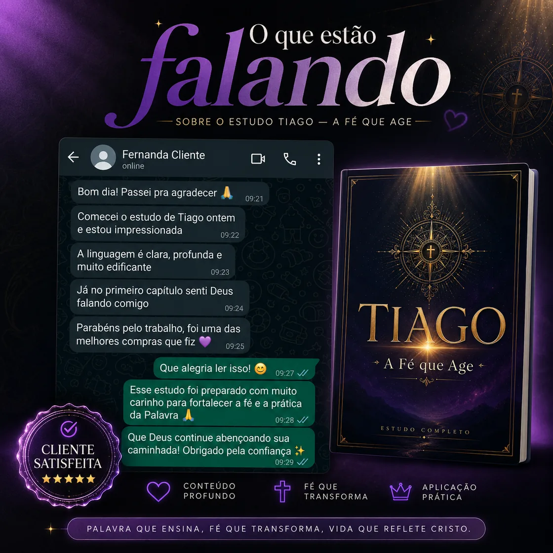 Cliente Fernanda agradecendo pelo estudo no WhatsApp