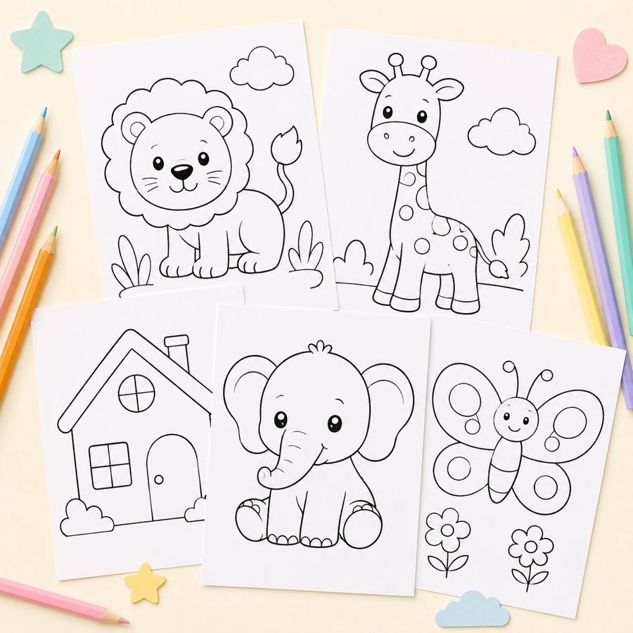 Dibujos grandes para colorear con líneas limpias